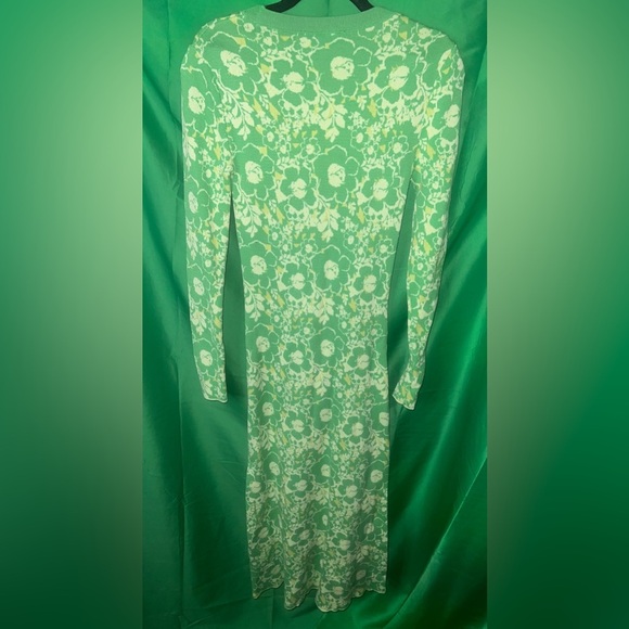 Zara Green Floral Midi Sweater Dress size Small - Picture 3 of 6